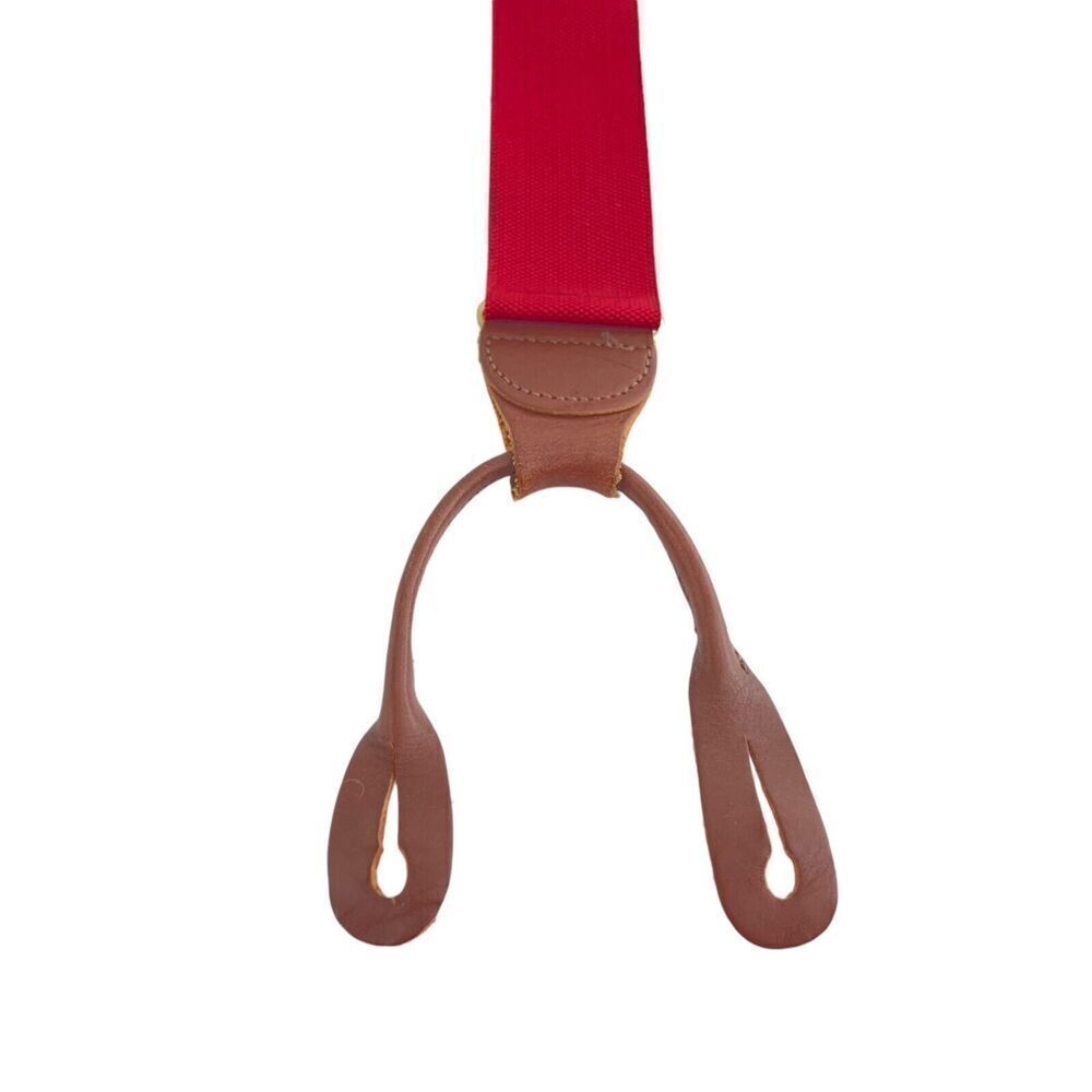 Dooney & Bourke Red White Colorblock Suspenders Braces Leather Tabs Vintage - Picture 8 of 16
